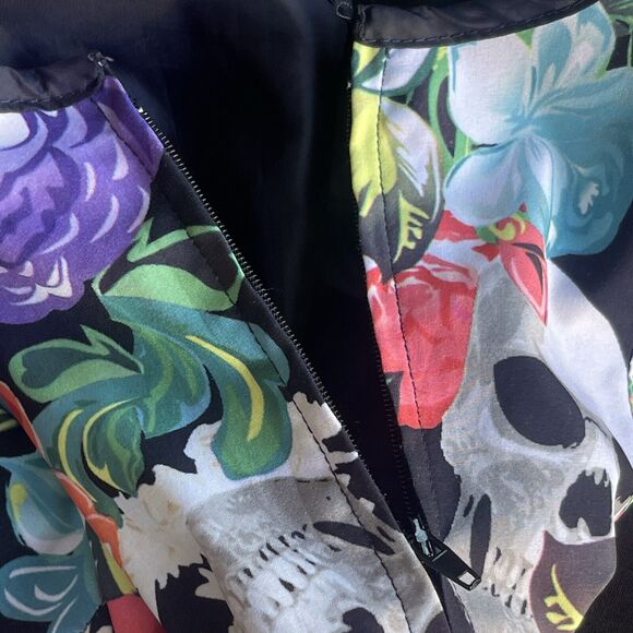 Iron Fist Roaming Hearts Skull Dress Womens Medium Whimsygoth Floral Bow V-neck - Picture 4 of 14